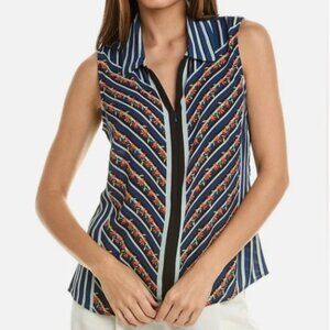 CABI 6318 Chevron Sleeveless Zipper Front Top Size XXL